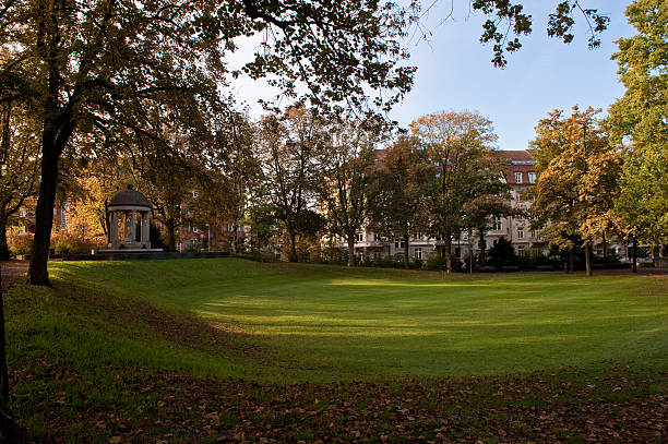 istock Empty green park in autumn 160087471