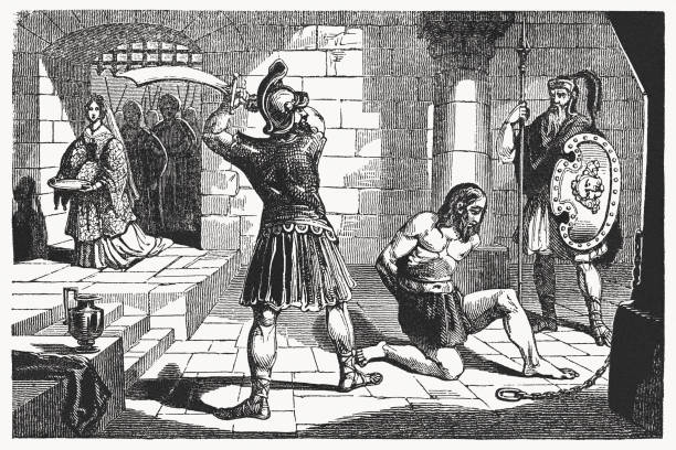 istock Beheading of John the Baptist (Mark 6), woodcut, published 1837 1600902130