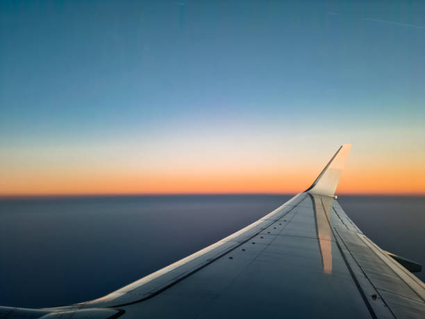 View from the airplane window mid-air in Malta.