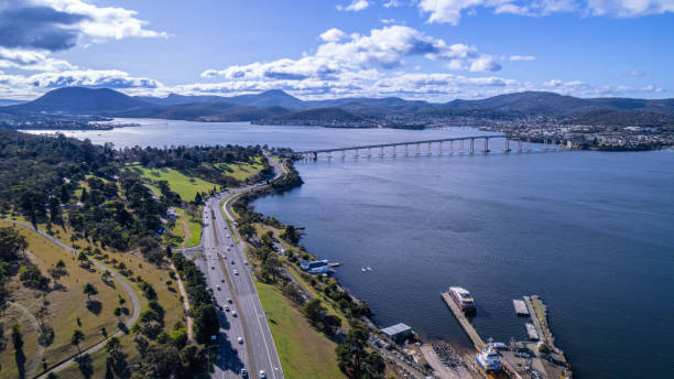 istock Aerial picture of tasman bridge 1600909018
