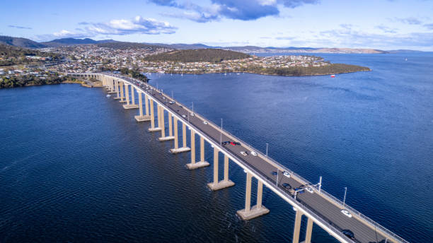 Aerial picture of tasman bridge Aerial picture of tasman bridge tasman sea stock pictures, royalty-free photos & images