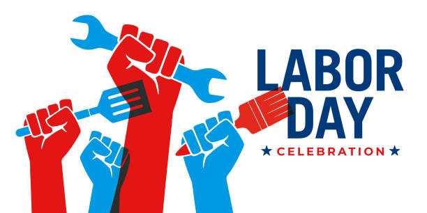 Labor Day Background. Working people with tools. Labor Day Background. Working people of various professions communicate with labor tools. Stock illustration labor day stock illustrations