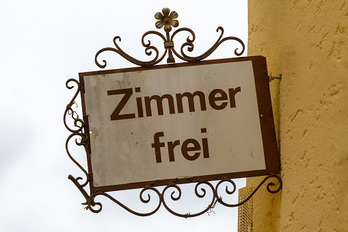 Hotel with German text Zimmer Frei (room free)