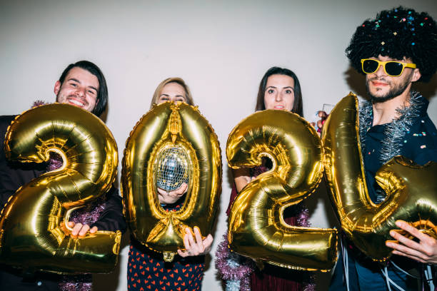 istock Gold foil balloons for New Year 2024 1600927554