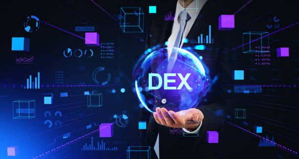 istock Businessman hold DEX and earth globe hologram with blockchain 1600940779