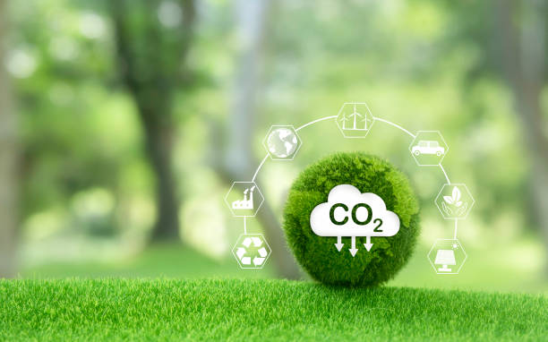 istock reducing carbon emissions carbon neutral concept Net zero emission target, green background with icons. 1600945999