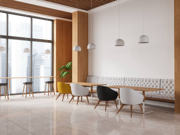 istock White and wooden restaurant corner with sofa and tables 1600955336