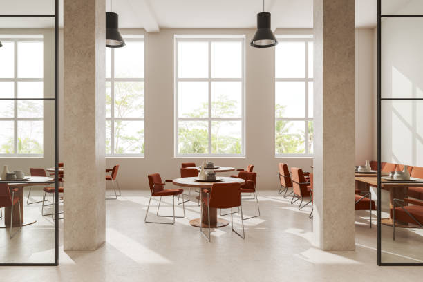 istock White cafe interior with sofa and glass partition 1600966975