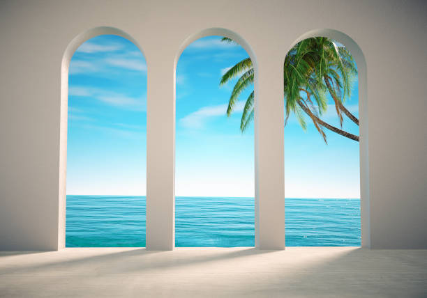istock Elegance home interior with  sea view. 1600971919