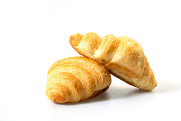 Twin Fresh Milk Croissant isolated on white background with clipping path include stock photo