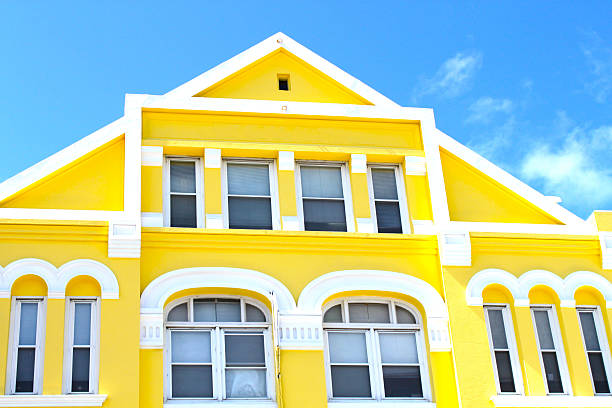 istock Yellow Building against Blue Sky 160098489