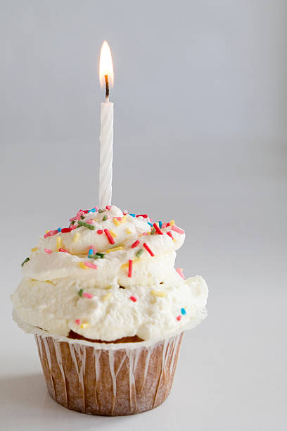 Birthday muffin stock photo