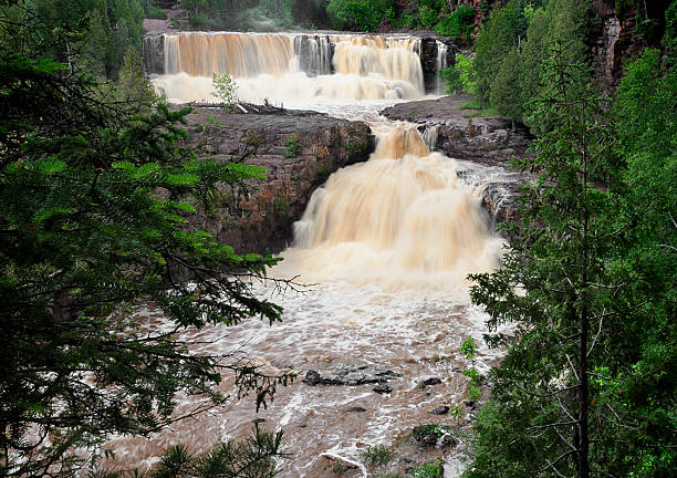 Gooseberry Falls Middle and Lower Waterfalls stock photo