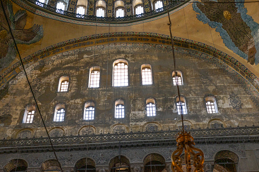 Interior of the Hagia Sofia (Ayasofya) - Arch and Windows  - Istanbul, Turkey