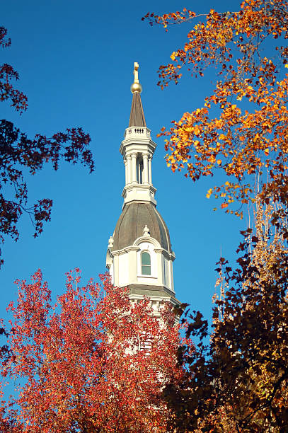 istock Church Steeple in Autumn 160100405