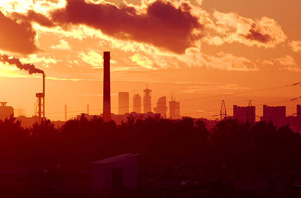 sunset sky over Moscow stock photo