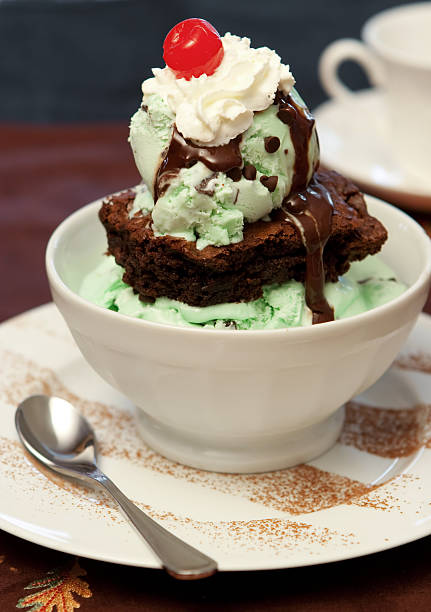 Ice Cream Brownie Sundae stock photo