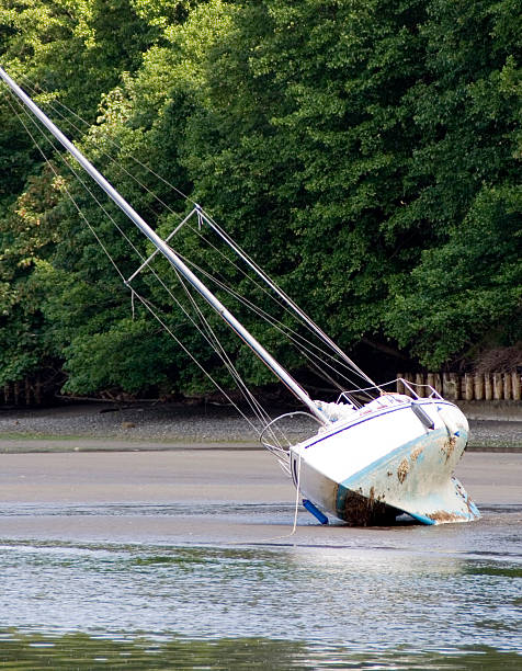 Sailboat Aground stock photo