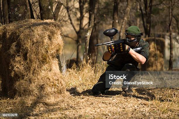 Paintball Player Stock Photo - Download Image Now - Aiming, Hay, Headwear