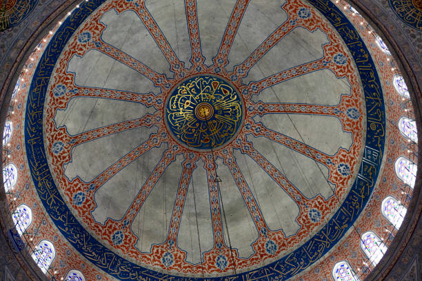 Interior of the Blue Mosque (Sultan Ahmet Mosque) - Dome and windows - Istanbul, Turkey