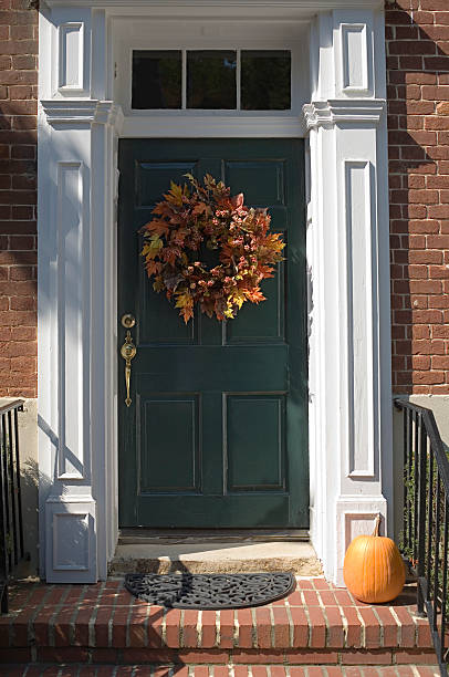istock Autumn Decorated Door 160102659