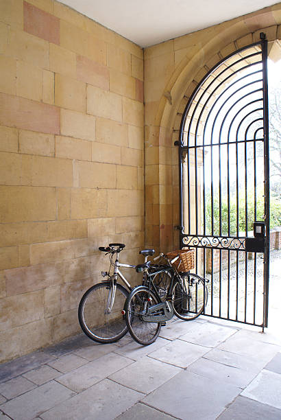 Bikes at the entrance stock photo