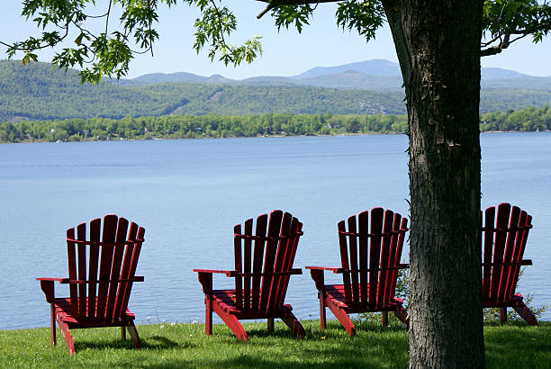 Resting in Adirondacks stock photo