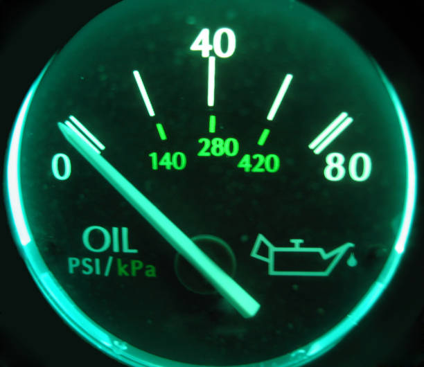 Illuminated Oil Pressure Meter stock photo