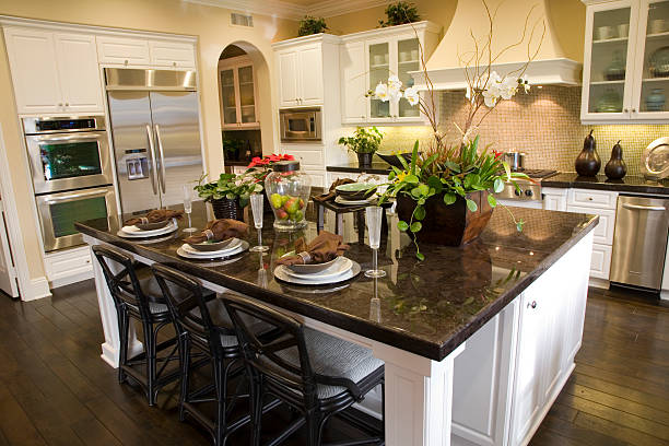 贅沢なキッチン - domestic kitchen home improvement home addition cabinet ストックフォトと画像