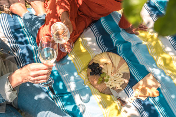 istock Two Women Toasting With Wine During Picnic 1601038404
