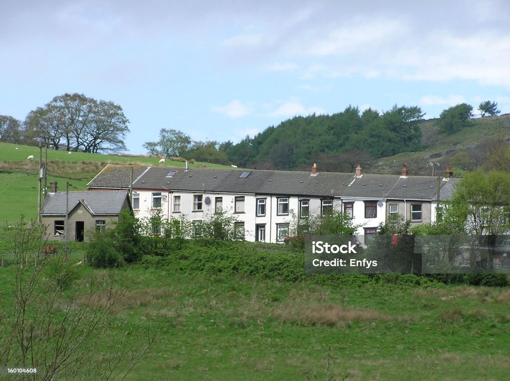 Welsh Terrace Scene A row of Welsh Terrace houses Hotel Stock Photo