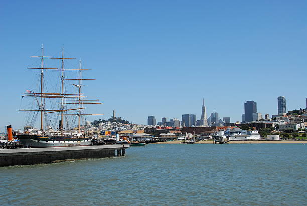 Downtown San Francisco from wharf stock photo