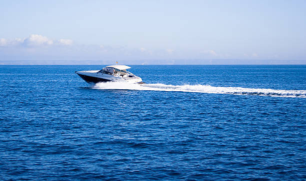 istock Motorboat drives on the sea. 160105751