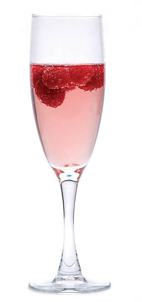 Glass of Rose Champagne Glass of Rose Champagne with rasperries rose champagne stock pictures, royalty-free photos & images