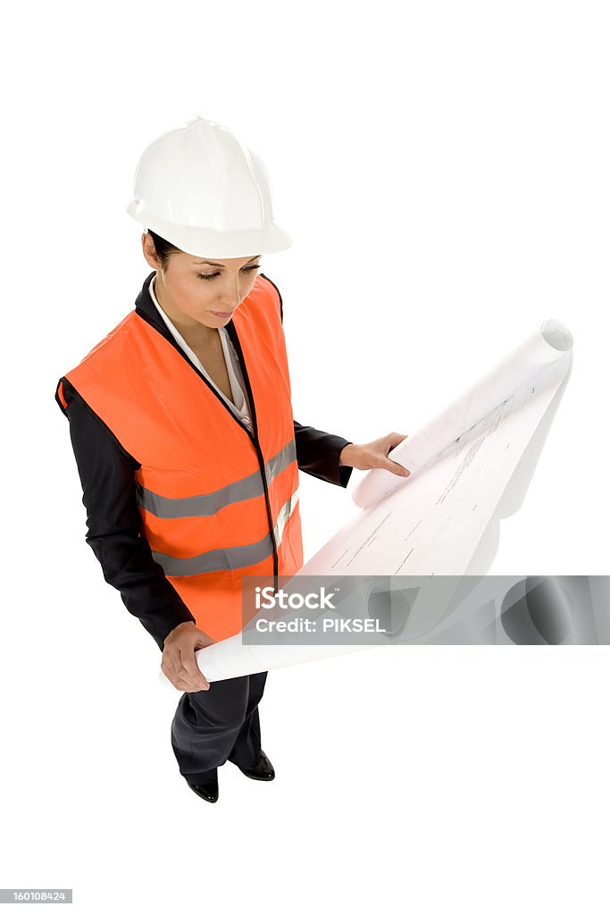 Mulher no capacete de segurança e segurando plantas - Foto de stock de Adulto royalty-free