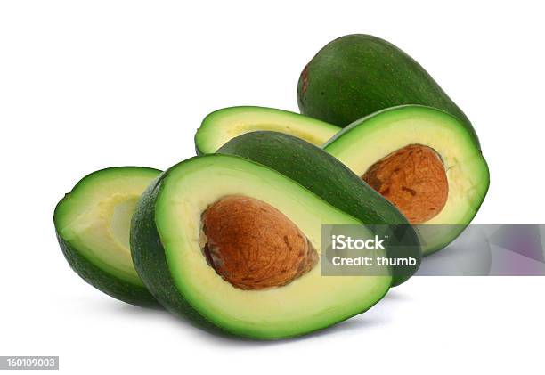 Cortar Abacate - Fotografias de stock e mais imagens de Abacate - Abacate, Alimentação Saudável, Branco
