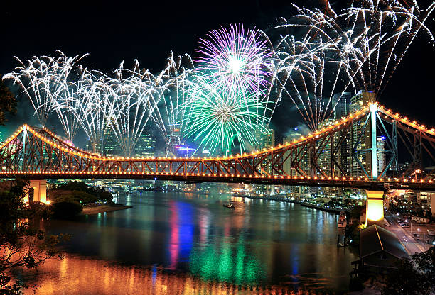 Riverfire 2009 Fireworks on the Story Bridge in Brisbane during the Riverfire festival 2009 story bridge photos stock pictures, royalty-free photos & images