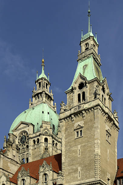 Town hall Hanover, two towers stock photo