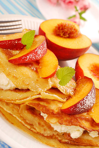 istock pancakes with cottage cheese and peach 160109816