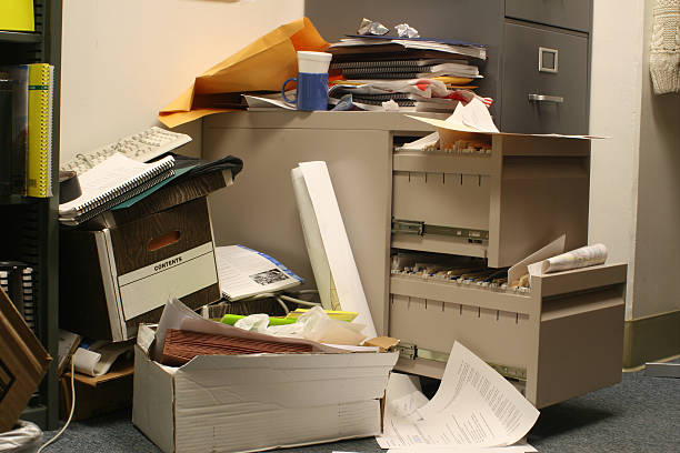 Messy Filing Cabinet stock photo