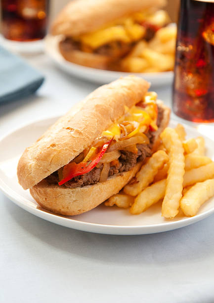 Cheesesteak sandwich stock photo