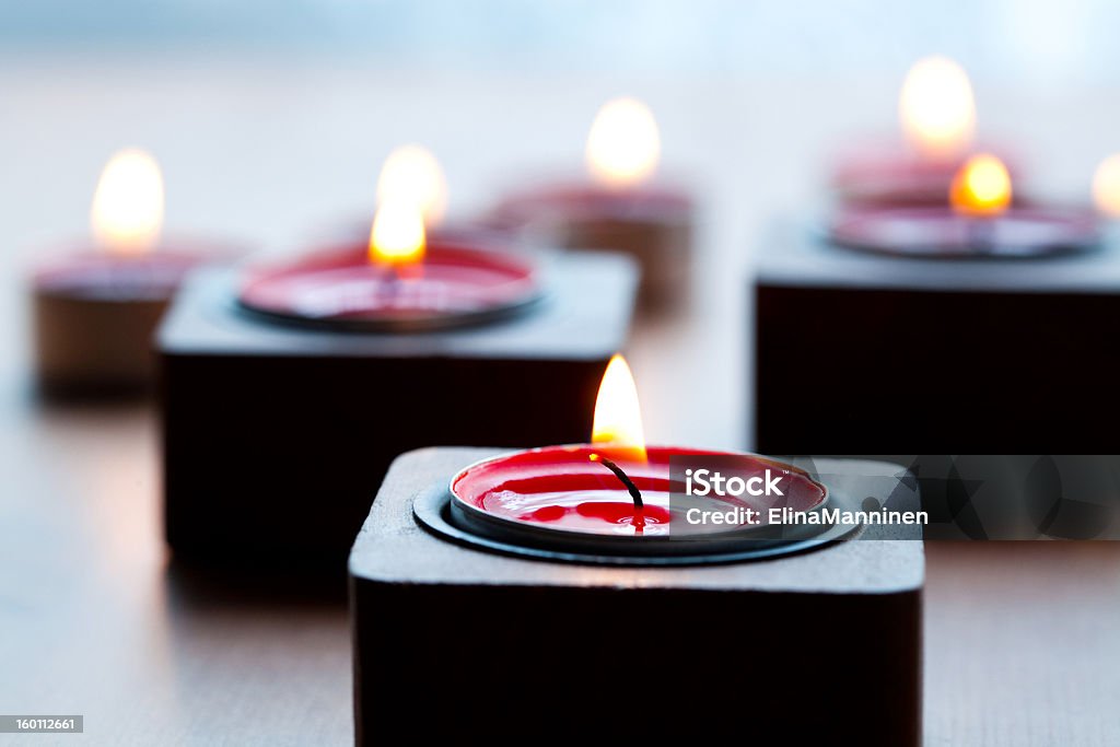 Close-up of candles Close-up of red tea-light candles for Christmas Backgrounds Stock Photo