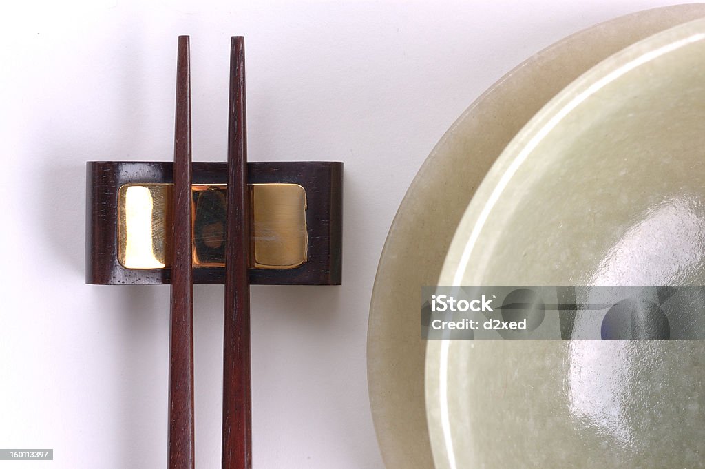 bowl and chopstick chinese chopstick and jade bowl Chopsticks Stock Photo