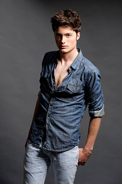 Young mal model posing in the studio