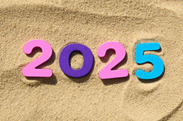 istock Concept celebrating tropical countries islands Colorfull numbers 2025 1601147365
