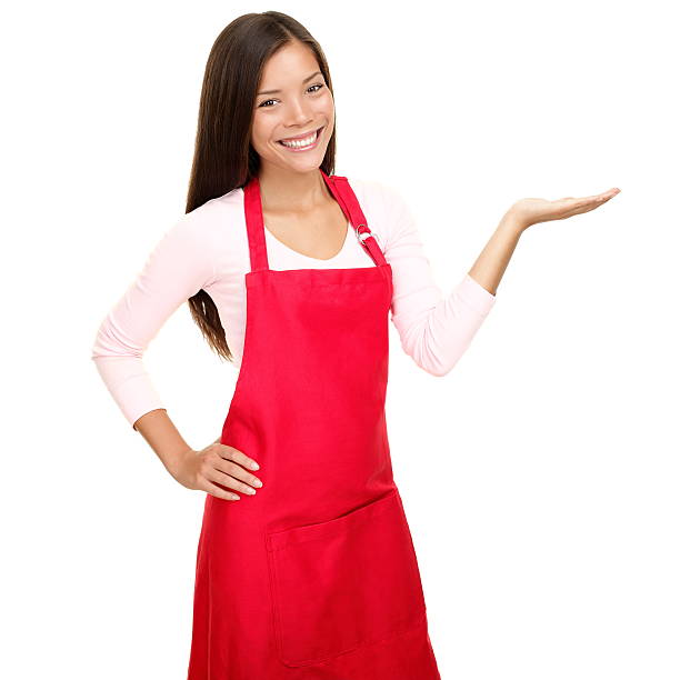 small shop owner showing in apron
