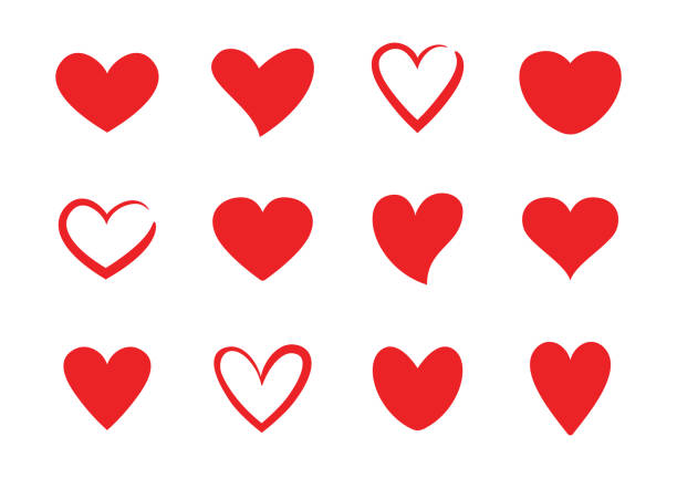 ilustrações, clipart, desenhos animados e ícones de corações moldam ícones - heart shape valentines day vibrant color bright