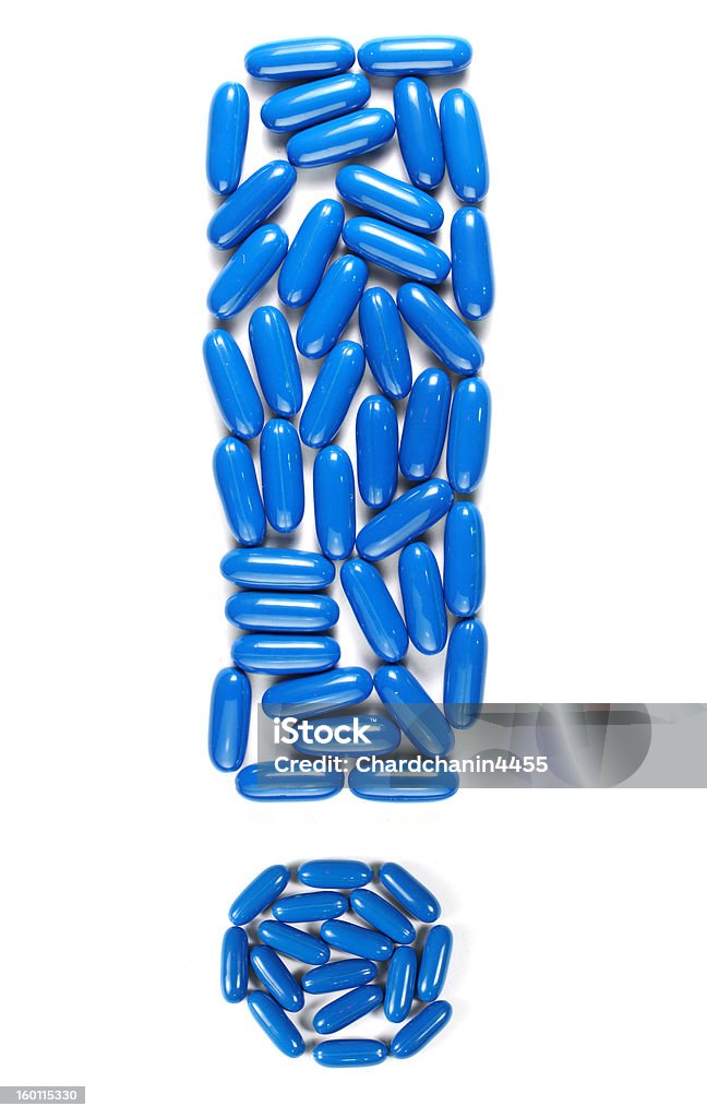 Pillole exlamation blu - Foto stock royalty-free di Assistenza sanitaria di base