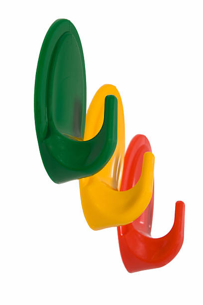 Multi-coloured hooks stock photo