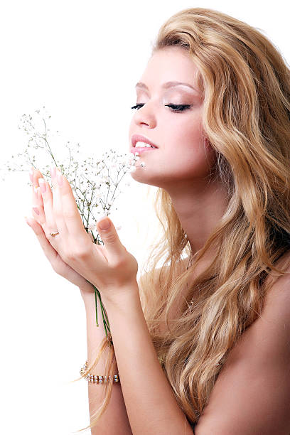 istock Blonde with gypsophila flowers 160115881